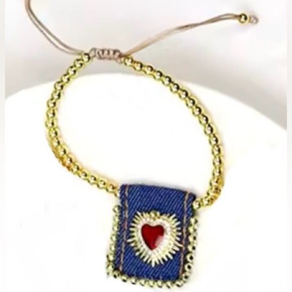 “Bursting Sacred Heart” of Jesus Immaculate Mary Catholic Ruby Red Jean Bracelet - Picture 16 of 16